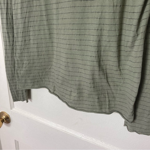 Nation LTD green striped slub raw hem turtleneck top women's M - Picture 4 of 8